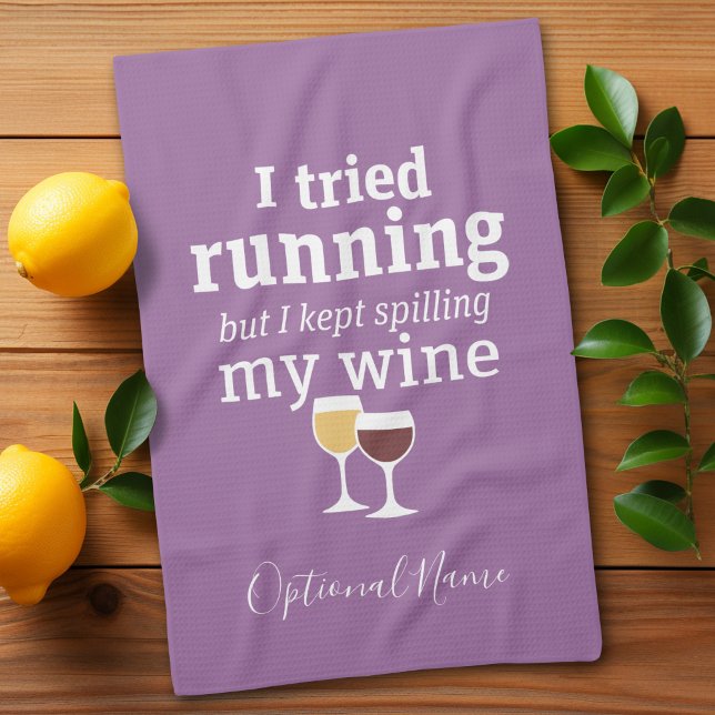 Funny Wine Zitat - Ich habe es versucht zu laufen  Küchentuch (Funny yoga and wine drinking kitchen towel - you can personalize with name for a gift)