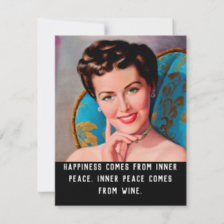 Funny Wine Zitat Retro Homemaker Flachgrüße Karte