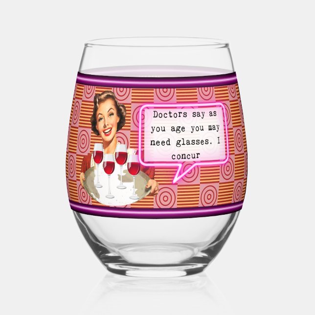 Funny Wineglass Best Friend Gift "Glasses" Weinglas Ohne Stiel (Vorderseite)
