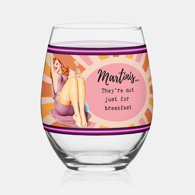 Funny Wineglass Best Friend Gift "Martinis" Weinglas Ohne Stiel (Vorderseite)