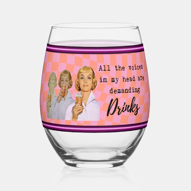 Funny Wineglass Best Friend Gift "Prune" Weinglas Ohne Stiel (Vorderseite)
