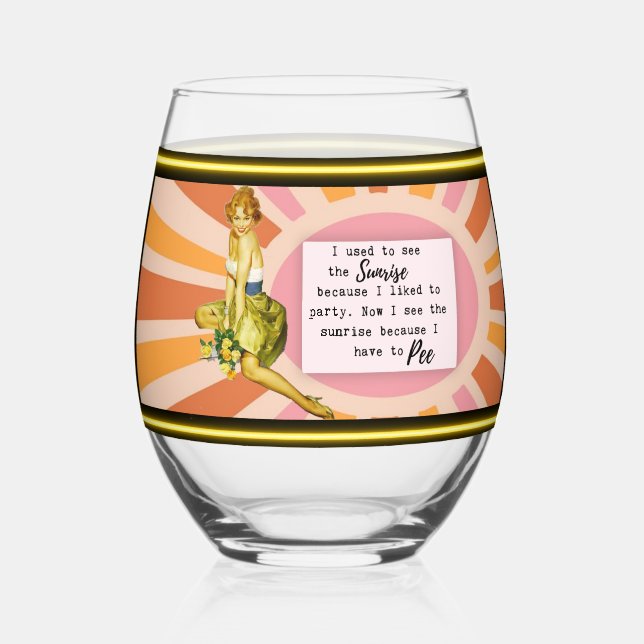 Funny Wineglass Best Friend Gift "Sunrise" Weinglas Ohne Stiel (Vorderseite)