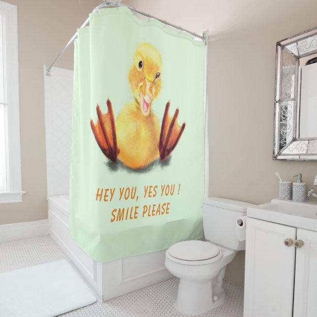 Funny Winking Gelbe Duck Dusche Vorhang Ihren Text (Beispiel)