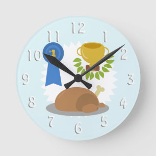 Funny Winner Chicken Dinner Cartoon Design Runde Wanduhr
