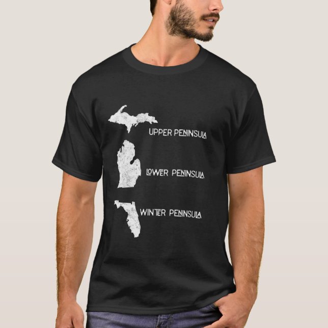 Funny Winter Halbinsel Florida Ferienhaus Michigan T-Shirt (Vorderseite)