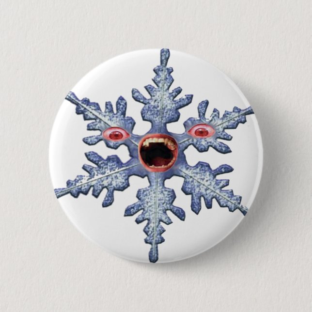 Funny Winter Snowflake Zombie Button (Vorderseite)