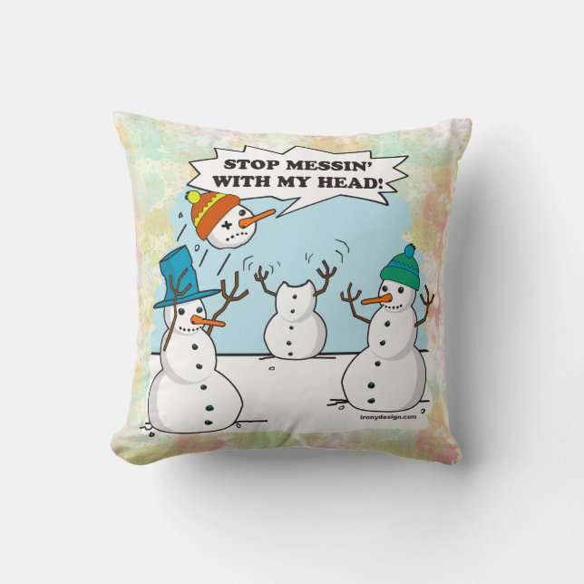Funny Winter Snowmen Cartoon Kissen (Vorderseite)