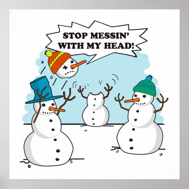Funny Winter Snowmen Cartoon Poster (Vorne)