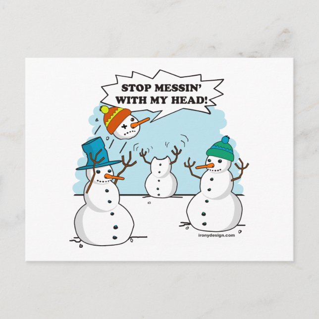 Funny Winter Snowmen Cartoon Postkarte (Vorderseite)
