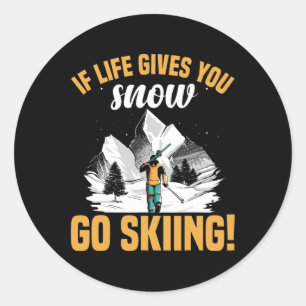 Funny Winter Sport Schnee Skiareal für Männer Runder Aufkleber