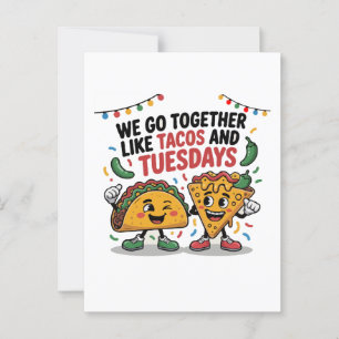 Funny "Wir gehen zusammen wie Tacos und dienstags" Postkarte