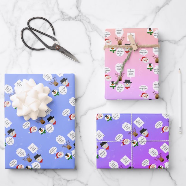 Funny Wir wünschen dir frohe Weihnachten Geschenkpapier Set (Vorderseite)