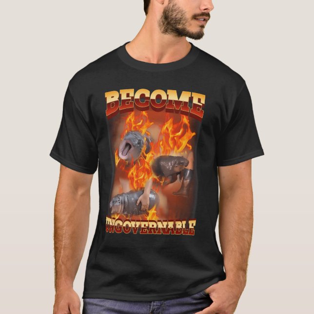 Funny wird unregierbar Moo Deng im Feuer Ba T-Shirt (Vorderseite)