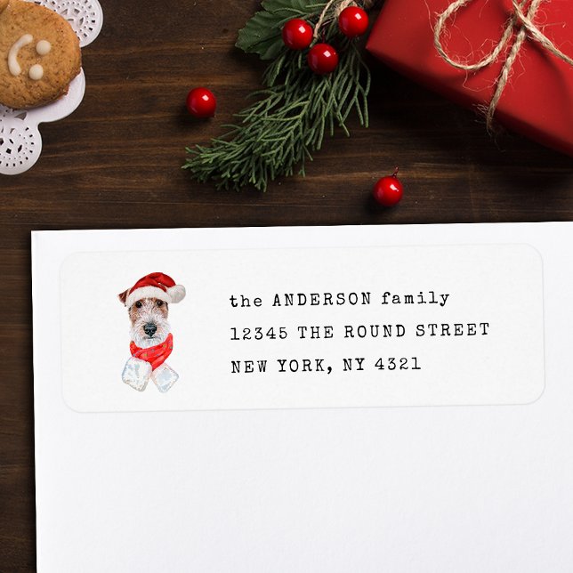 Funny Wire Fox Terrier Xmas Hund Rücksendeadresse (Von Creator hochgeladen)