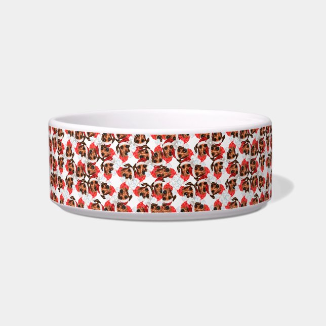 Funny Wire Haahaar Dackel Name Weihnachtsmuster Napf (Links)