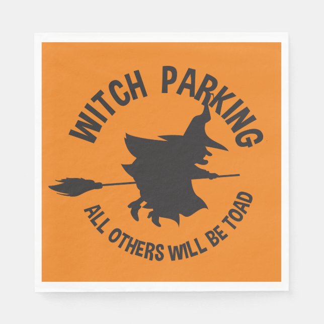 Funny Witch Parking Orange Halloween-Party Serviette (Vorderseite)