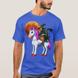 Funny Witch Riding Unicorn Halloween Kostümtag G T-Shirt