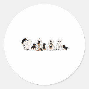 Funny Witch Rottweiler Hundegeister in Boo Sheet H Runder Aufkleber