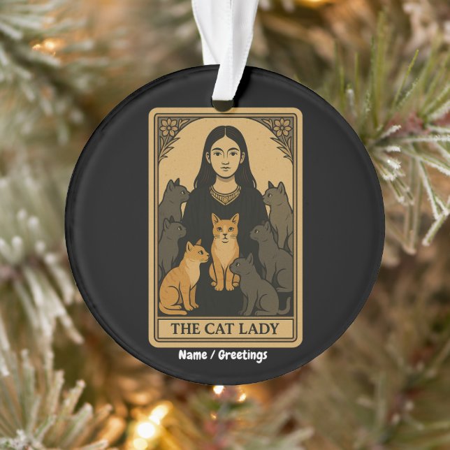 Funny Witchy Gothic Cat Lady Tarot Card Magisch Ornament (Baum)