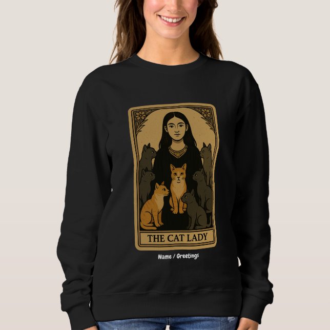 Funny Witchy Gothic Cat Lady Tarot Card Magisch Sweatshirt (Vorderseite)