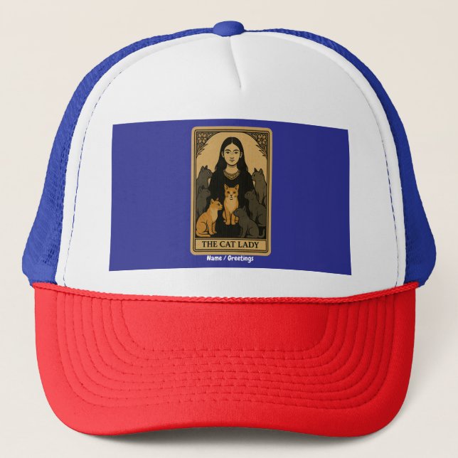 Funny Witchy Gothic Cat Lady Tarot Card Magisch Truckerkappe (Vorderseite)