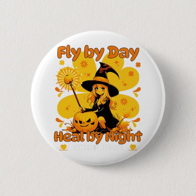 Funny Witchy Nurse Halloween Design Button (Vorderseite)