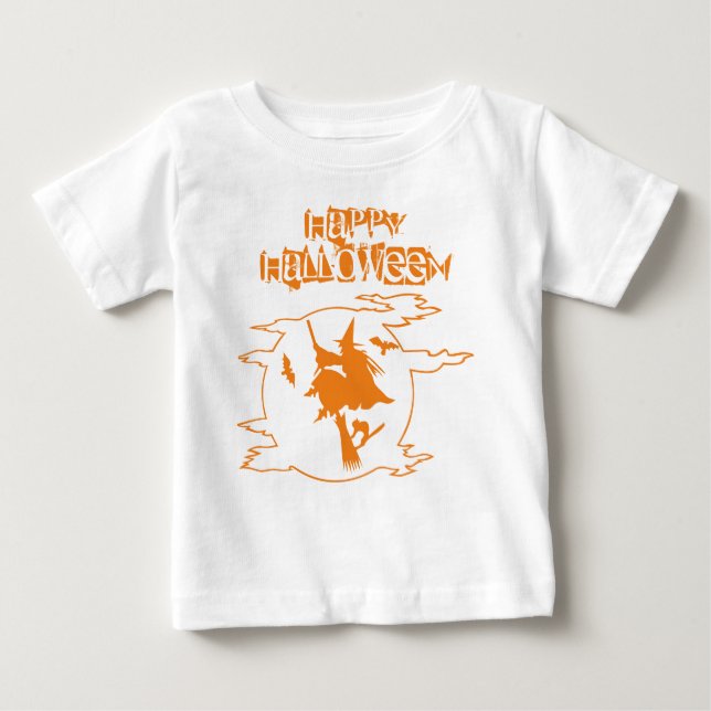 Funny Witz Broomstick World Halloween Typografie Baby T-shirt (Vorderseite)