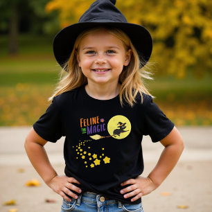 Funny Witze Black Cat Cartoon Whimsical Halloween T-Shirt