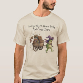 Funny Wizard Frog Hoarding Books Reading T-Shirt