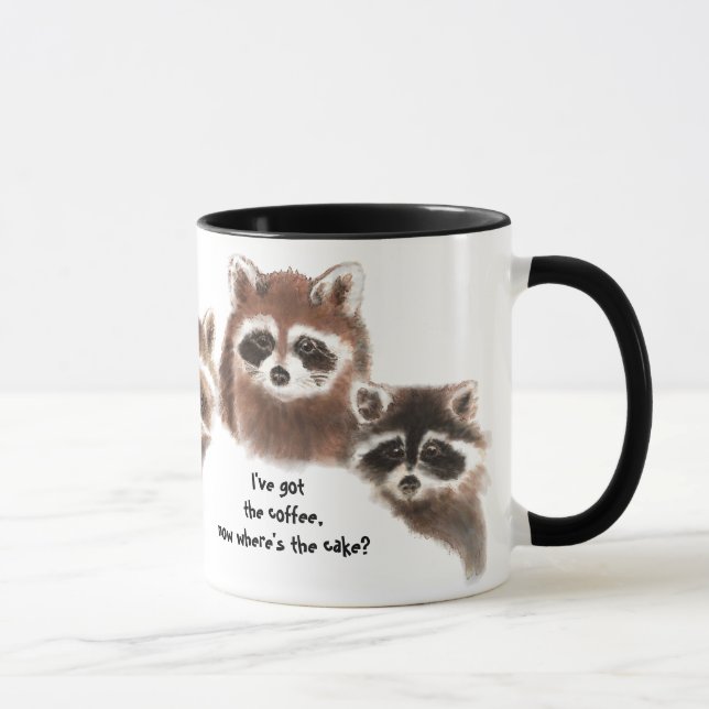 Funny, Wo ist der Kuchen, Raccoon Tasse, Tier Tasse (Rechts)