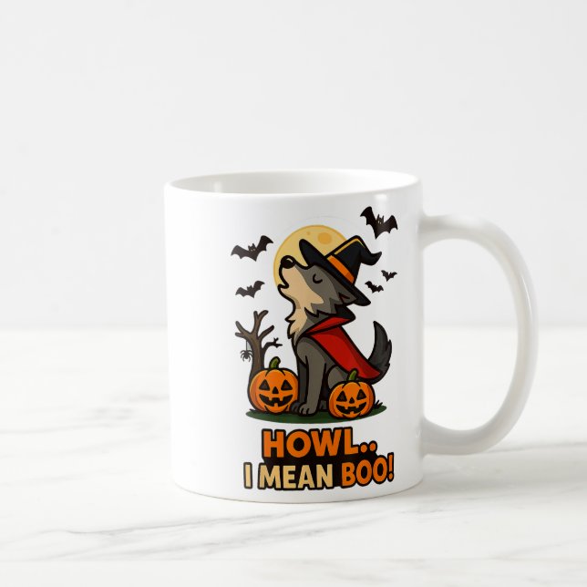 Funny Wolf Halloween Kostüm - Howl I Gemein Boo Qu Kaffeetasse (Rechts)