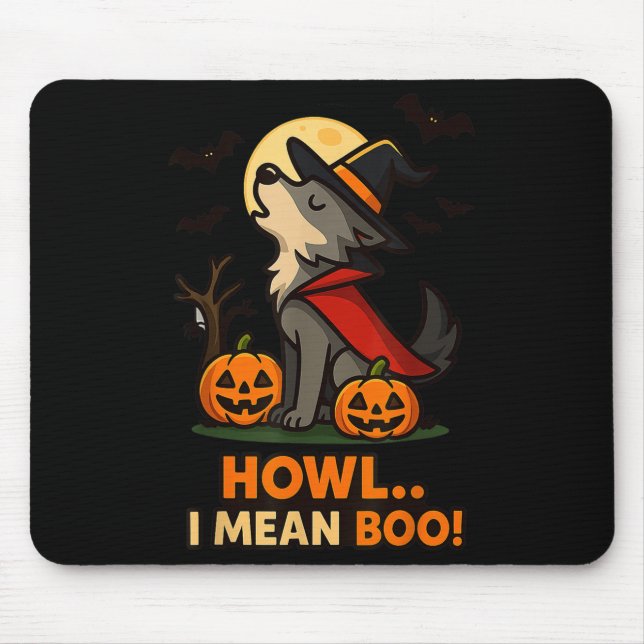 Funny Wolf Halloween Kostüm - Howl I Gemein Boo Qu Mousepad (Vorne)