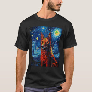 Funny Wolf Kunstmalerhund Lover Starry Night Wol T-Shirt