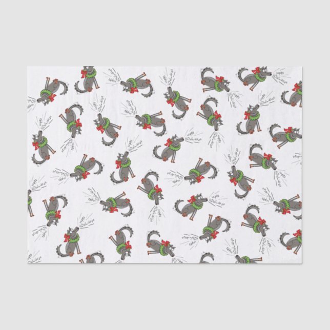 Funny Wolf Weihnachten glücklicher Urlaub Seidenpapier (Vorderseite)