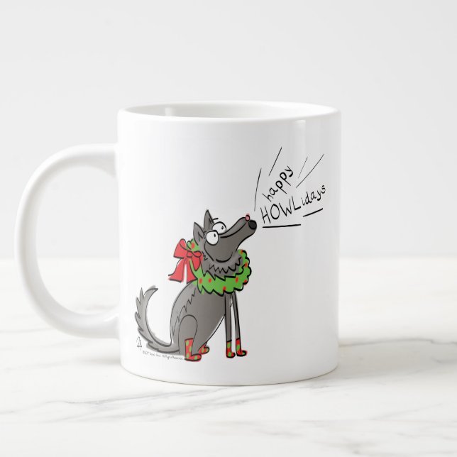 Funny Wolf Weihnachts-Happy Howlidays Holiday Jumbo-Tasse (Links)