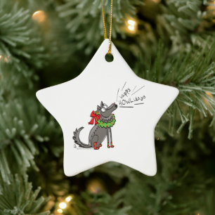 Funny Wolf Weihnachts-Happy Howlidays Holiday Keramik Ornament