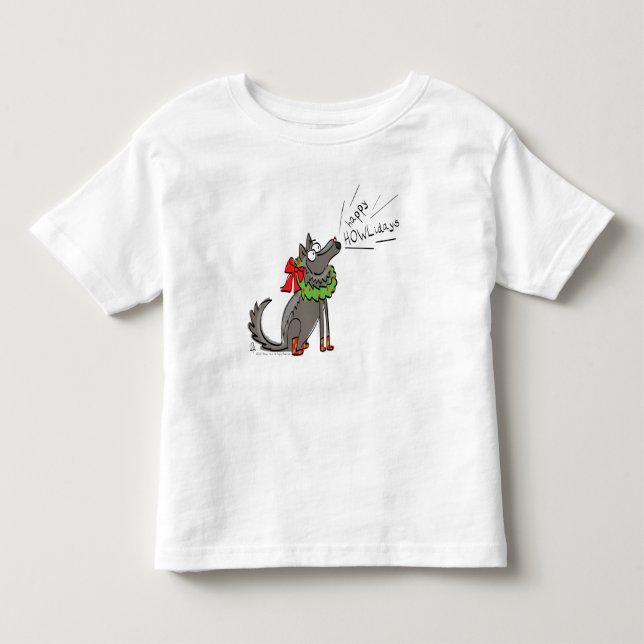 Funny Wolf Weihnachts-Happy Howlidays Holiday Kleinkind T-shirt (Vorderseite)