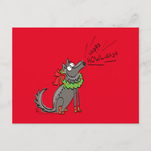 Funny Wolf Weihnachts-Happy Howlidays Holiday Postkarte