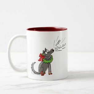 Funny Wolf Weihnachts-Happy Howlidays Holiday Zweifarbige Tasse
