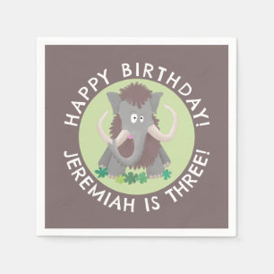 Funny Wollmammut Cartoon personalisierter Geburtst Serviette
