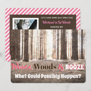 Funny Woman's Woodsy Weekend Party Einladung