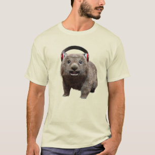 Funny Wombat mit Kopfhörern Cooles Tier T-Shirt