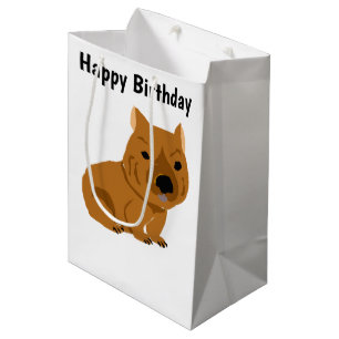 Funny Wombat Primitive Art Mittlere Geschenktüte