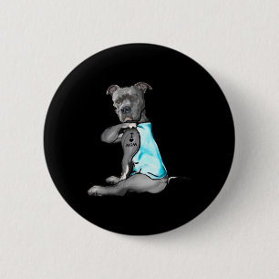 Funny Women Gifts Dog Pitbull I Liebe Mama Tattoo  Button