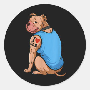 Funny Women Hund Pitbull I Liebe Vater Tattoo Runder Aufkleber
