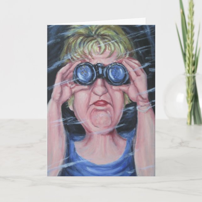 Funny Women with Binoculars Karte (Vorderseite)