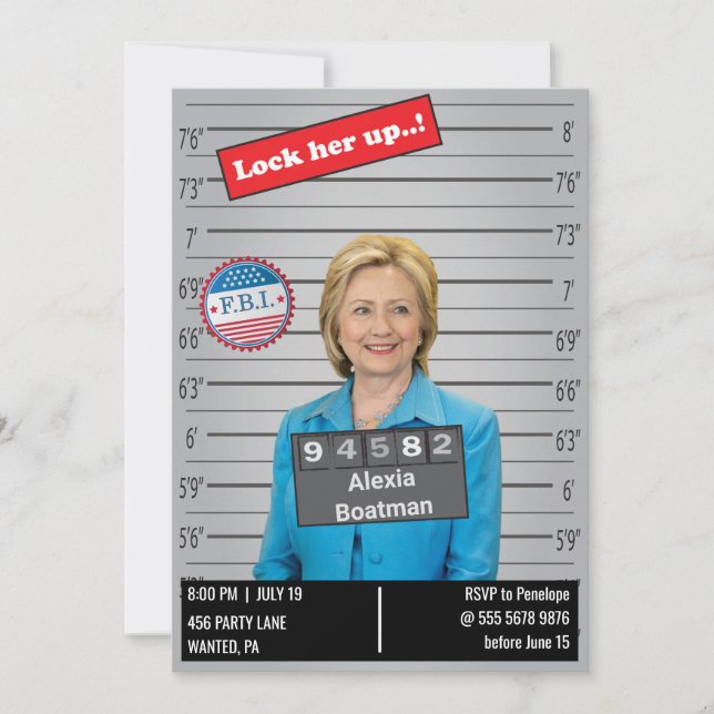 Funny Womens Police Mugshot Birthday Joke Einladung (Vorderseite)