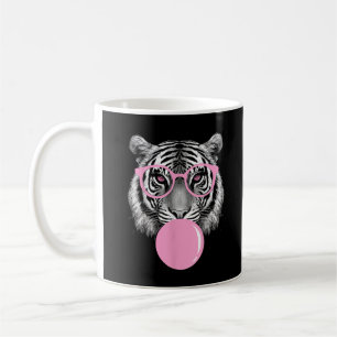 Funny Women's Tiger Brille & Pink Bubble Gum Anim Kaffeetasse