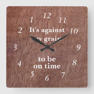 Funny Wood Grain Rückwärts Clock Mango Custom Quadratische Wanduhr