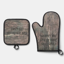 Funny Wood Pun Pot Holder Set